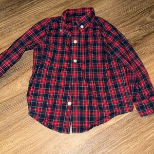 Janie and Jack Christmas plaid polo boys 18-24m EUC